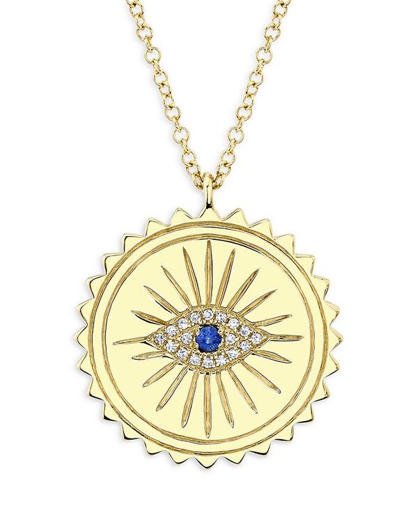 yz [ & hE fB[X lbNXE`[J[Ey_ggbv ANZT[ 14K Yellow Gold Diamond & Sapphire Eye Pendant Necklace 17-18 Blue/Gold