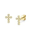 yz [ & hE fB[X sAXECO ANZT[ 14K Yellow Gold Diamond Cross Stud Earrings Gold