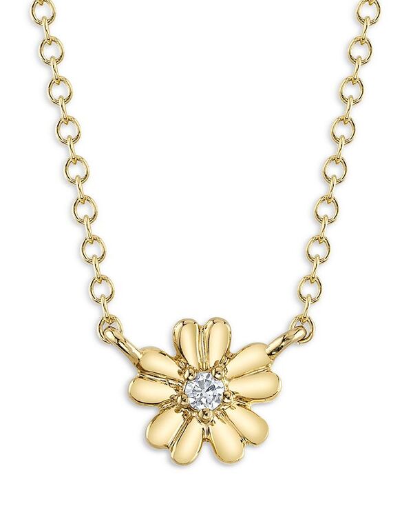 yz [ & hE fB[X lbNXE`[J[Ey_ggbv ANZT[ 14K Yellow Gold Diamond Flower Pendant Necklace 17-18 Gold