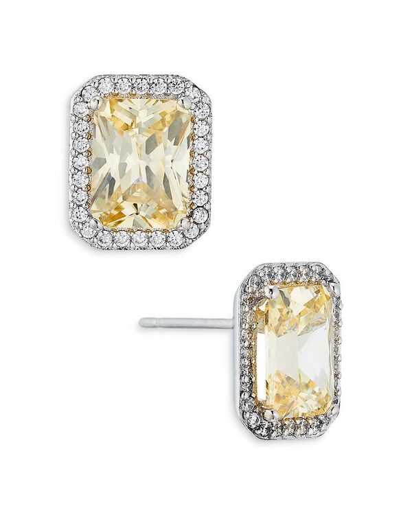 yz ifB[ fB[X sAXECO ANZT[ Emerald Cut Halo Stud Earrings Yellow/Silver