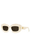 ロエベ サングラス レディース 【送料無料】 ロエベ レディース サングラス・アイウェア アクセサリー Starry Night Anagram Rectangular Sunglasses 49mm Ivory/Brown Solid