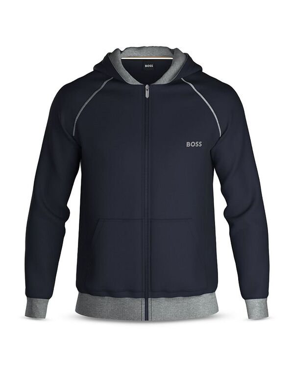 【送料無料】 ボス メンズ パーカー・スウェット フーディー アウター Mix & Match Cotton Blend Regular Fit Full Zip Hoodie Dark Blue