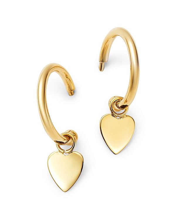 [ & hE fB[X sAXECO ANZT[ 14K Yellow Gold Small Dangling Heart Hoop Earrings - 100% Exclusive Gold