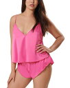 【送料無料】 ブルーベラ レディース ナイトウェア アンダーウェア Faye Luxury Satin Cami & Shorts Pajama Set Fuchsia Pink