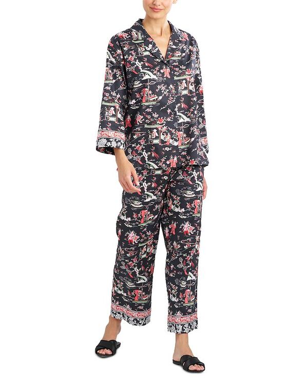 【送料無料】 ナトリ レディース ナイトウェア アンダーウェア Kana Print Cotton Pajama Set Black Multi