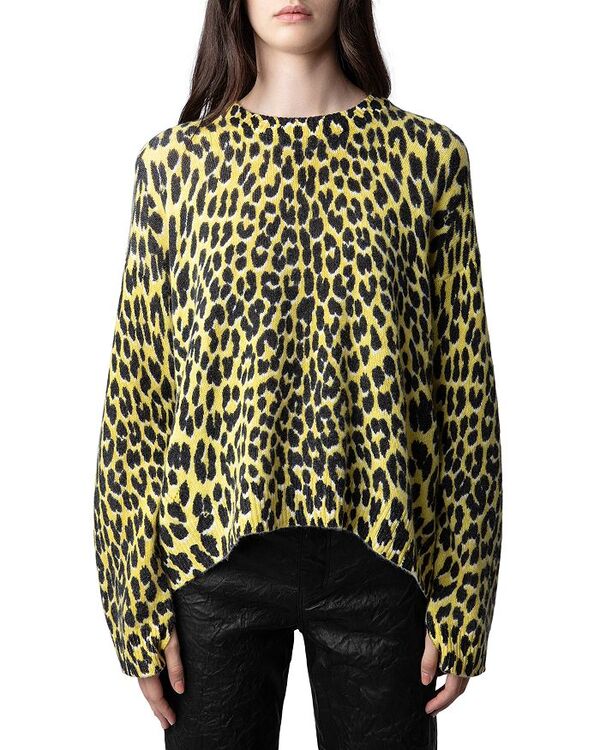  ザディグ エ ヴォルテール レディース ニット・セーター アウター Markus Cashmere Leopard Print Sweater Jonquil