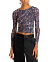 【送料無料】 アクア レディース シャツ トップス Mesh Draped Top - 100% Exclusive Navy Multi