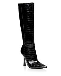 【送料無料】 アクア レディース ブーツ・レインブーツ シューズ Women's Shea Pointed Toe High Heel Boots - 100% Exclusive Black Crocodile
