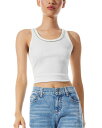 【送料無料】 アリスアンドオリビア レディース タンクトップ トップス Allen Embellished Scoop Neck Ribbed Tank Off White