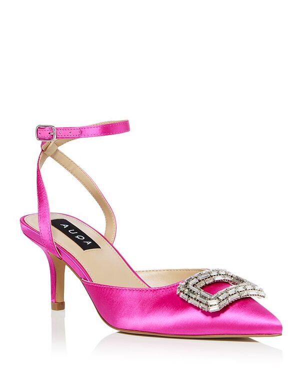 【送料無料】 アクア レディース パンプス シューズ Women's Kayla Pointed Toe Crystal Buckle Mid Heel Pumps - 100% Exclusive Fushia Satin