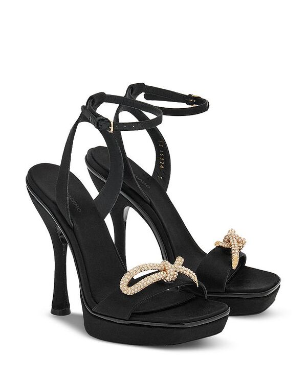 【送料無料】 フェラガモ レディース サンダル シューズ Women's Allison Crystal Knot High Heel Sandals Black