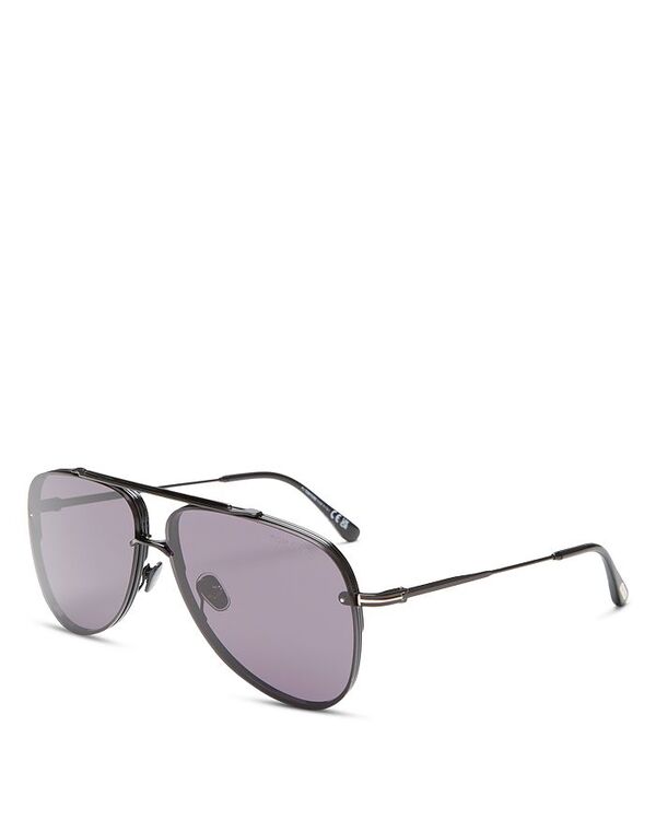 トム・フォード レディース アクセサリー サングラス・アイウェア Tom Ford Metal Pilot Sunglasses 62mm Black/Purple Solid ブラック