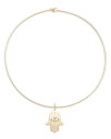 yz WFjt@[Y[i[ fB[X lbNXE`[J[Ey_ggbv ANZT[ Sari White Sapphire Hamsa Pendant Choker Necklace in 14K Yellow Gold Over Sterling Silver 14