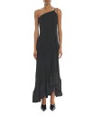 【送料無料】 ランバン レディース ワンピース トップス Micro Pleated One Shoulder Gown Black