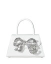 yz ZtE|[gCg fB[X nhobO obO Mini Diamante Bow Leather Handbag White/Silver