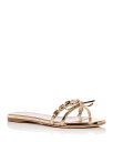 yz WoeBX^ @ fB[X T_ V[Y Women's Bow Embellished Slide Sandals Gold