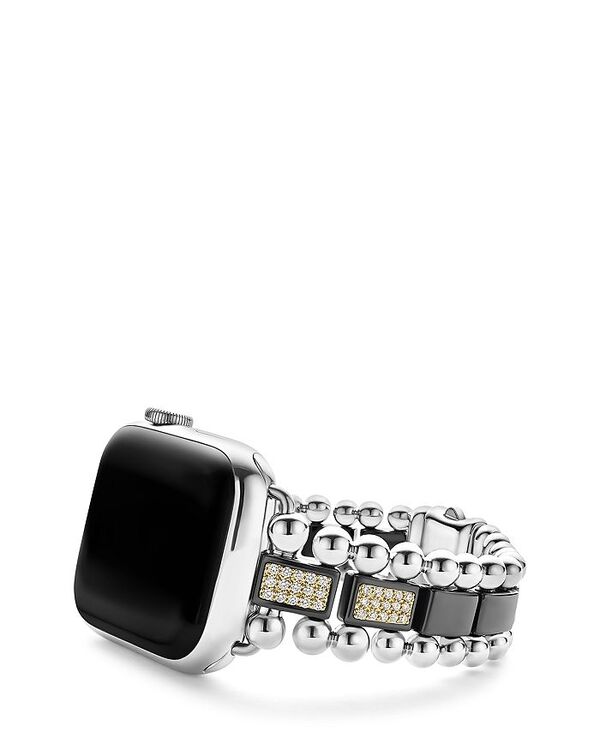 【送料無料】 ラゴス レディース 腕時計 アクセサリー 18K Yellow Gold Smart Caviar Half Diamond Apple Watch Bracelet 38-45mm Silver/Black