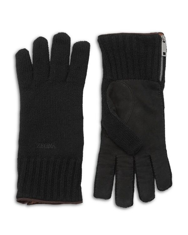 【送料無料】 ゼニア メンズ 手袋 アクセサリー Knitted Oasi Cashmere Gloves Black