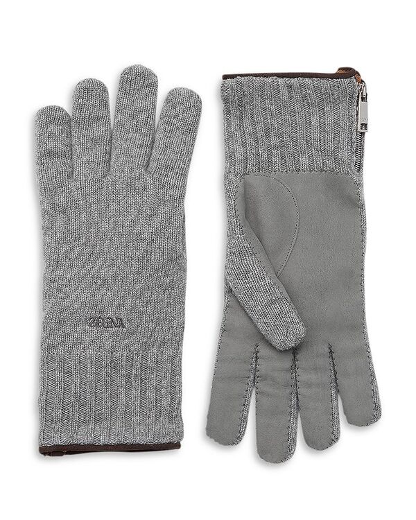 【送料無料】 ゼニア メンズ 手袋 アクセサリー Knitted Oasi Cashmere Gloves Medium Gray