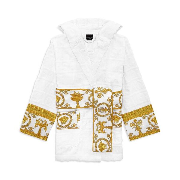 【送料無料】 ヴェルサーチ レディース ナイトウェア アンダーウェア I Heart Baroque Short Hooded Bath Robe White