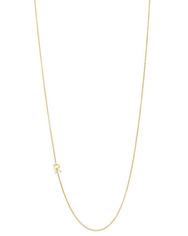 ]Gt fB[X lbNXE`[J[Ey_ggbv ANZT[ 14K Yellow Gold Asymmetrical Initial Pendant Necklace 18L R/Gold