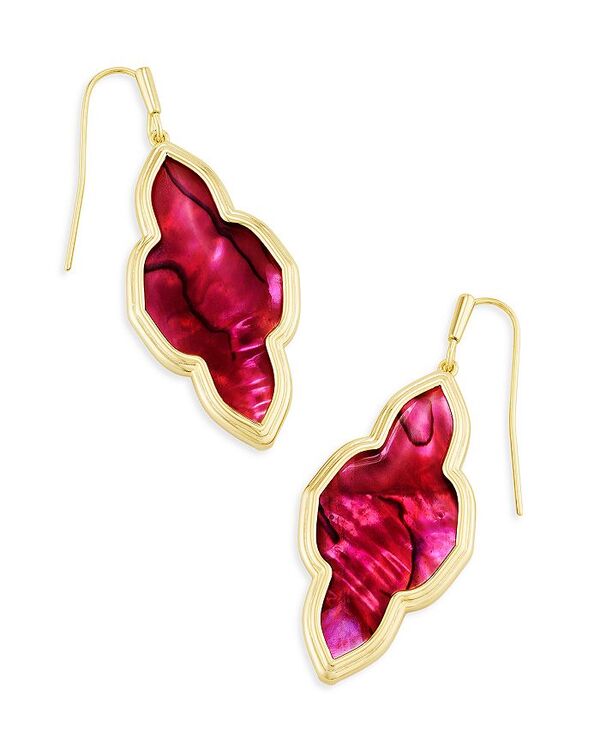 yz PhXRbg fB[X sAXECO ANZT[ Abbie Framed Drop Earrings in 14K Gold Plated Gold Light Burgundy