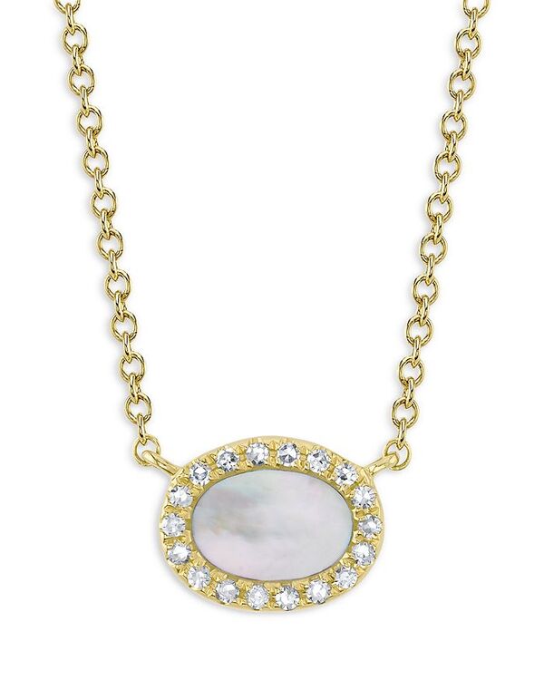 yz [ & hE fB[X lbNXE`[J[Ey_ggbv ANZT[ 14K Yellow Gold Mother of Pearl & Diamond Oval Pendant Necklace 17