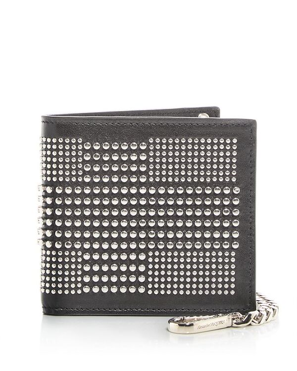 yz ALT_[E}bNC[ Y z ANZT[ Studded Leather Bifold Chain Wallet Black