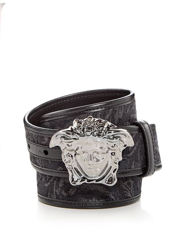 ヴェルサーチェ ビジネスベルト メンズ 【送料無料】 ヴェルサーチ メンズ ベルト アクセサリー Men's La Medusa Jacquard Barocco Belt Black+Black