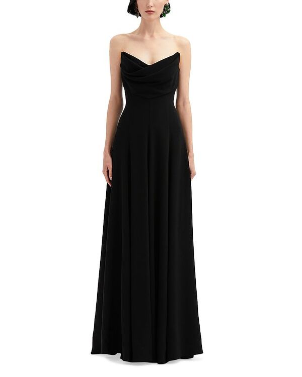 【送料無料】 オスカー デ ラ レンタ レディース ワンピース トップス Draped Strapless Gown Black