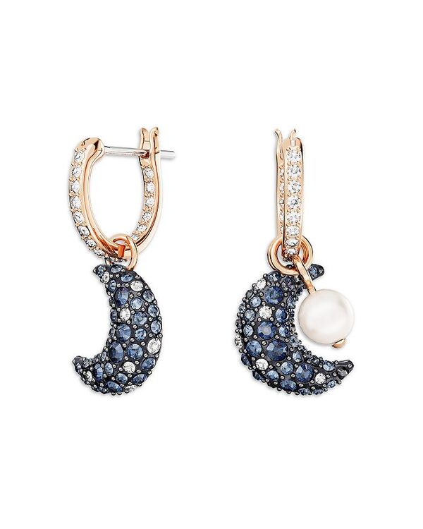 ̵ ե ǥ ԥ ꡼ Luna Pave Crescent Drop Earrings Blue/Rose Gold