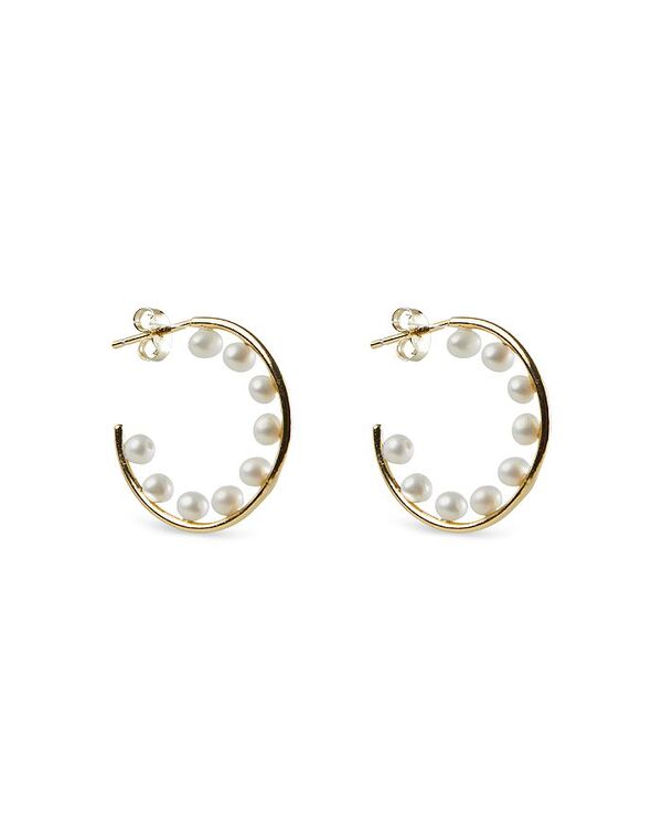 yz AWFgB[H fB[X sAXECO ANZT[ Cultured Freshwater Pearl Lined Hoop Earrings White/Gold