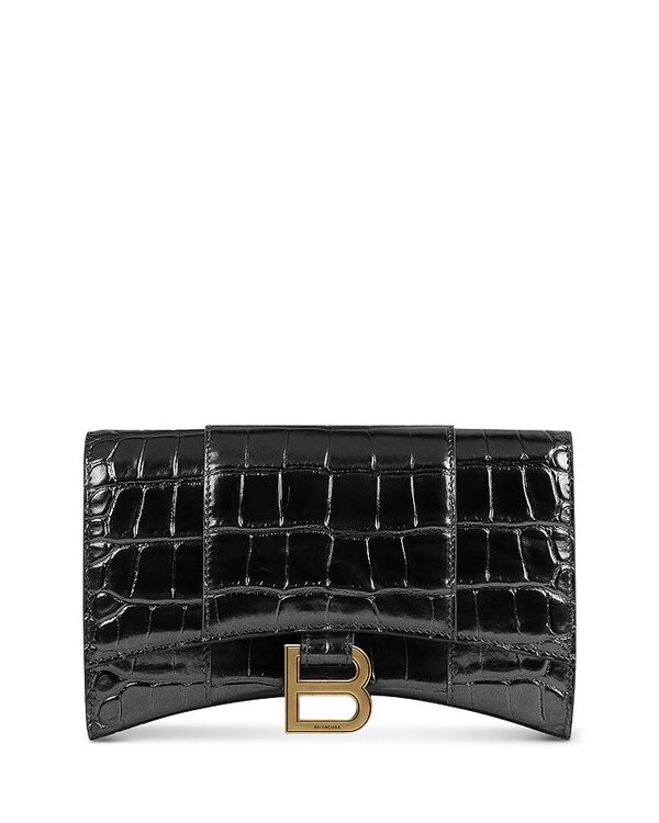 【送料無料】 バレンシアガ レディース 財布 アクセサリー Hourglass Wallet on Chain Black