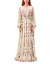 ̵ Хƥ  ǥ ԡ ȥåץ Long Sleeve Floral Print Silk Georgette Gown Ivory/Purple