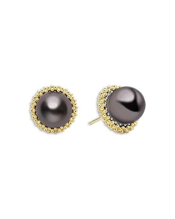 【送料無料】 ラゴス レディース ピアス・イヤリング アクセサリー 18K Yellow Gold & Sterling Silver Luna Tahitian Black Pearl Stud Earrings Black/Gold