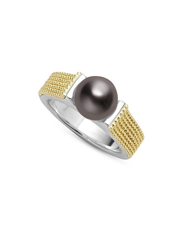 【送料無料】 ラゴス レディース リング アクセサリー 18K Yellow Gold & Sterling Silver Luna Black Tahitian Pearl Caviar Bead Ring Black/Gold