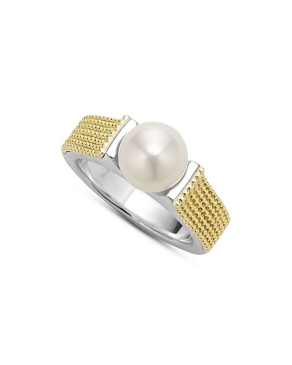 【送料無料】 ラゴス レディース リング アクセサリー 18K Yellow Gold & Sterling Silver Luna Cultured Freshwater Pearl Caviar Bead Ring White/Gold