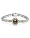 【送料無料】 ラゴス レディース ブレスレット・バングル・アンクレット アクセサリー 18K Yellow Gold & Sterling Silver Luna Black Tahitian Pearl & Diamond Caviar Bead Bracelet Black/Silver