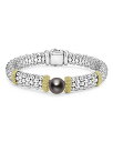 【送料無料】 ラゴス レディース ブレスレット・バングル・アンクレット アクセサリー 18K Yellow Gold & Sterling Silver Luna Black Tahitian Pearl Caviar Bead Bracelet Black/Silver