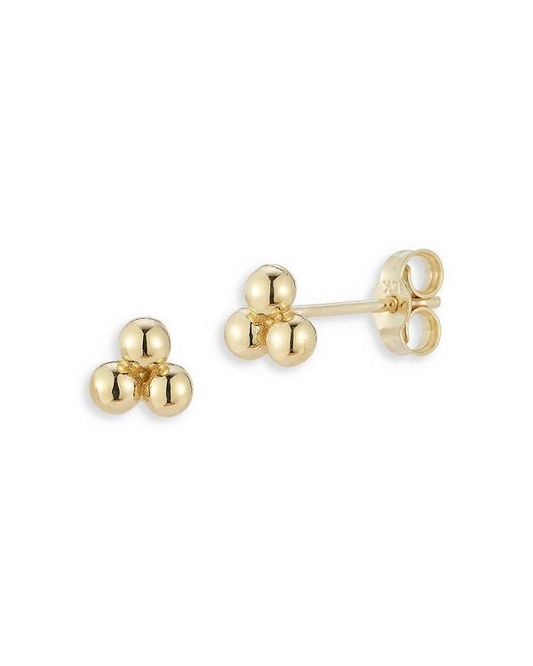 yz [ & hE fB[X sAXECO ANZT[ 14K Yellow Gold Tri-Bead Stud Earrings Gold