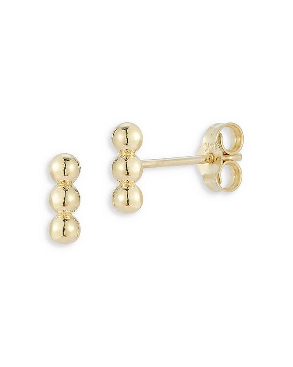 yz [ & hE fB[X sAXECO ANZT[ 14K Yellow Gold Tri-Bead Bar Stud Earrings Gold