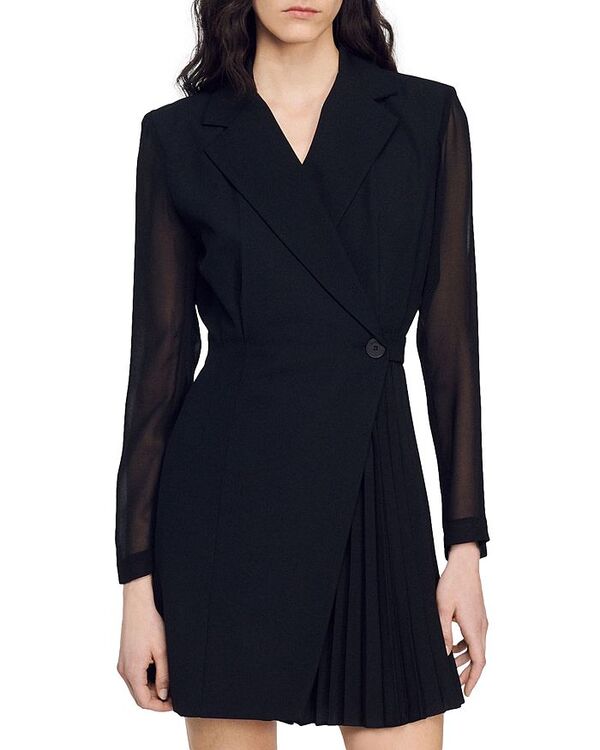 【送料無料】 サンドロ レディース ワンピース トップス Lilela Contrast Sleeve Dress Black