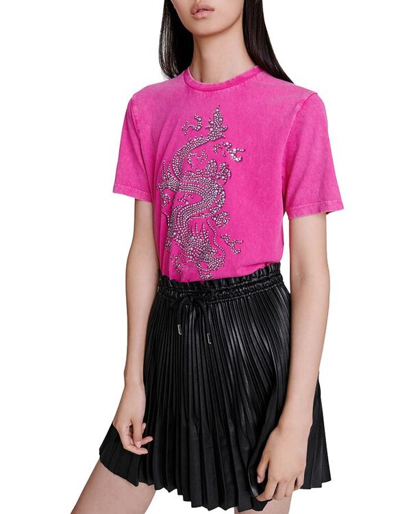 yz }[W fB[X TVc gbvX Tragon Rhinestone Graphic Tee Fuchsia Pink