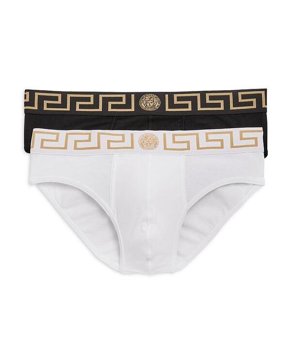 versace 【送料無料】 ヴェルサーチ メンズ ブリーフパンツ アンダーウェア Briefs Set of 2 Black White