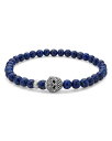 【送料無料】 ラゴス メンズ ブレスレット・バングル・アンクレット アクセサリー Men's Sterling Silver Anthem Lapis Lazuli Bead Skull Stretch Bracelet - 100% Exclusive Blue/Silver