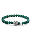 【送料無料】 ラゴス メンズ ブレスレット・バングル・アンクレット アクセサリー Men's Sterling Silver Anthem Malachite Bead Skull Stretch Bracelet - 100% Exclusive Green