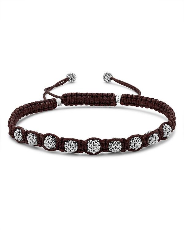 【送料無料】 ラゴス メンズ ブレスレット・バングル・アンクレット アクセサリー Men's Sterling Silver Anthem Caviar Bead Brown Macrame Bracelet - 100% Exclusive Brown/Silver