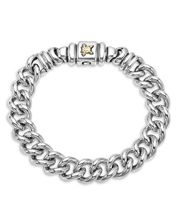 【送料無料】 ラゴス メンズ ブレスレット・バングル・アンクレット アクセサリー Men's 18K Yellow Gold & Sterling Silver Anthem Krunch Crest Curb Link Bracelet - 100% Exclusive Silver