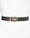 ヴェルサーチ ベルト（レディース） 【送料無料】 ヴェルサーチ レディース ベルト アクセサリー Versace Women's Leather Logo Belt Black/Gold