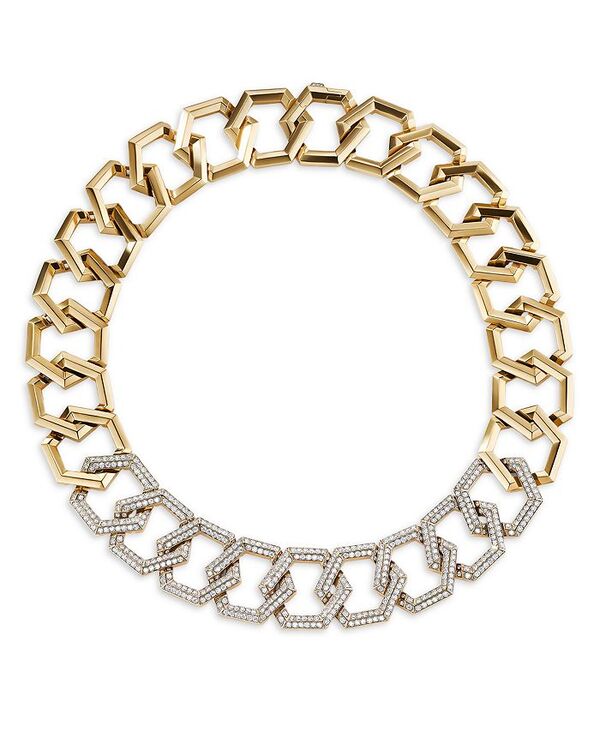 【送料無料】 デイビット・ユーマン レディース ネックレス・チョーカー・ペンダントトップ アクセサリー 18K Yellow Gold Carlyle Diamond Pave Large Link Collar Necklace 16